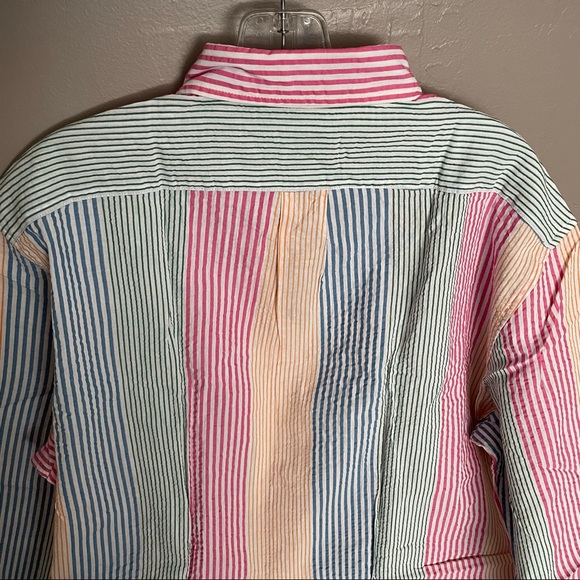 New! J Crew Slim Fit Seersucker Button Down Shirt Multi Color Stripe Size XL - Picture 7 of 16